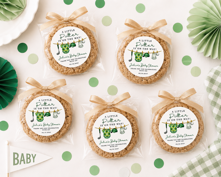 Little Putter Golf Baby Shower Label Stickers Green