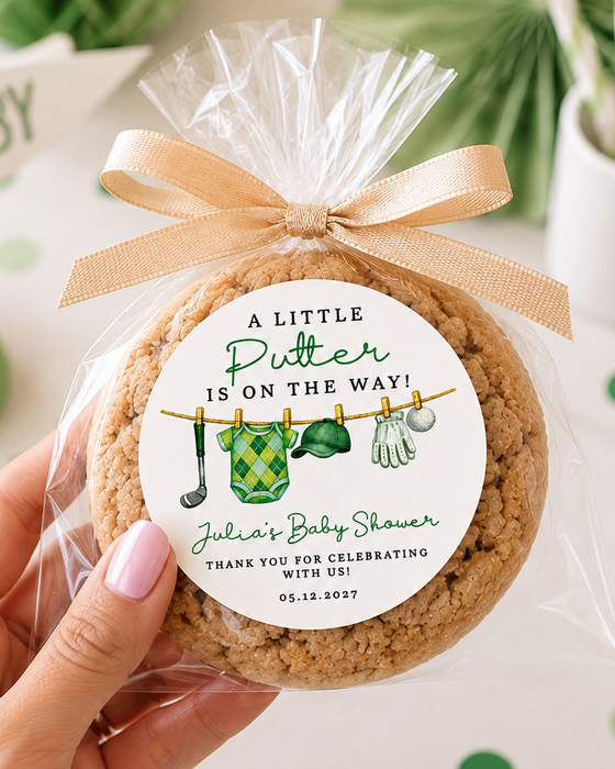 Little Putter Golf Baby Shower Label Stickers Green