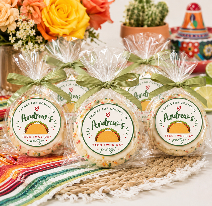 Taco Twos Day Birthday Party Stickers