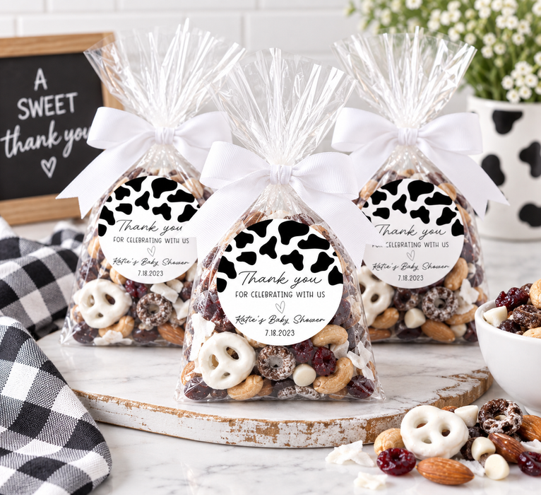 Cow Print Baby Shower Stickers