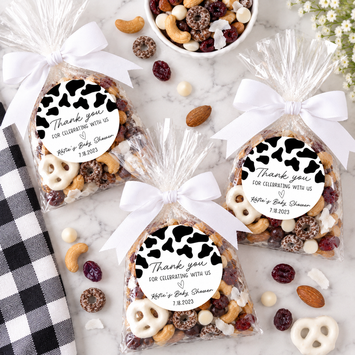 Cow Print Baby Shower Stickers