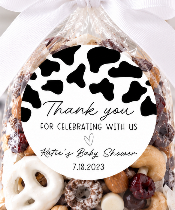 Cow Print Baby Shower Stickers
