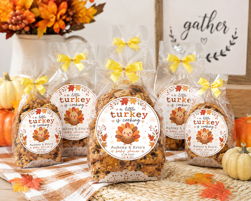 A Little Turkey Is Cooking Baby Shower Favor Stickers