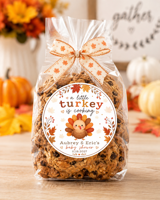 A Little Turkey Is Cooking Baby Shower Favor Stickers