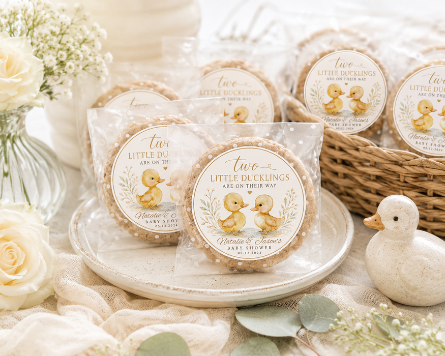 Two Little Ducklings Baby Shower Favor Stickers