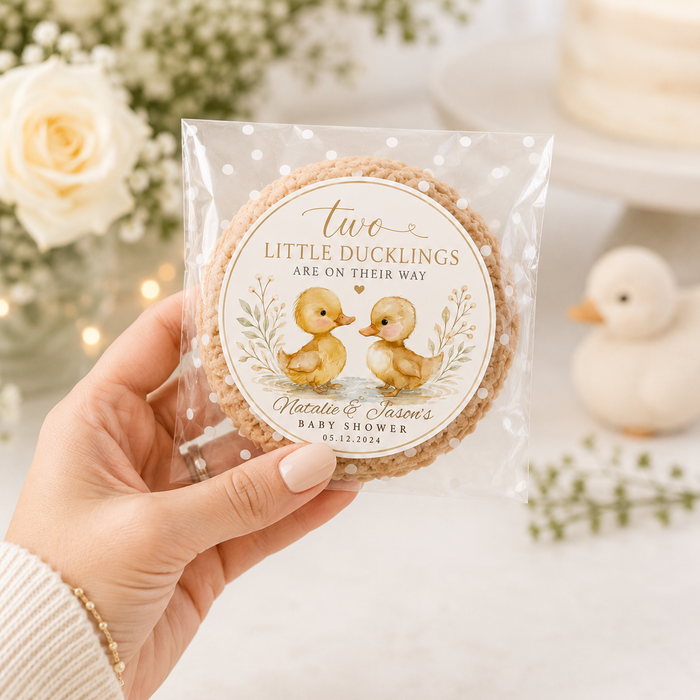 Two Little Ducklings Baby Shower Favor Stickers