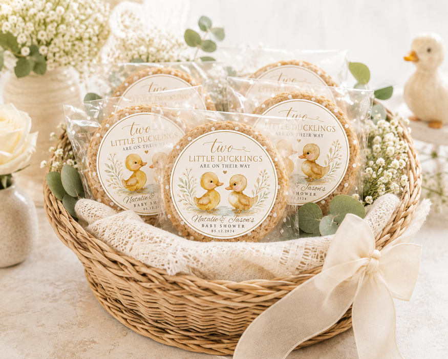 Two Little Ducklings Baby Shower Favor Stickers