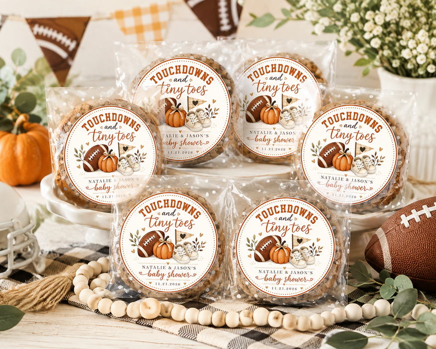 Touchdowns and Tiny Toes Baby Shower Favor Stickers