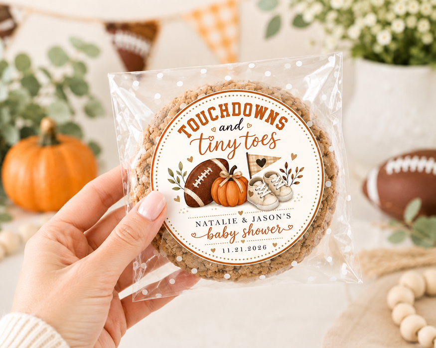 Touchdowns and Tiny Toes Baby Shower Favor Stickers
