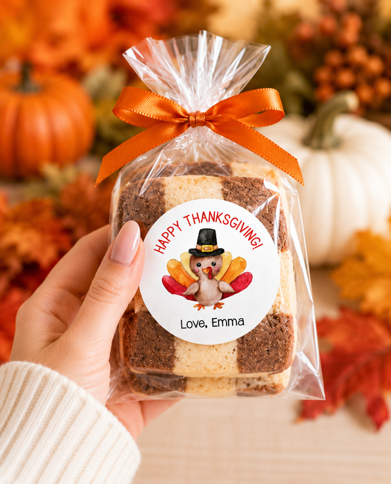Happy Thanksgiving Turkey Favor Labels