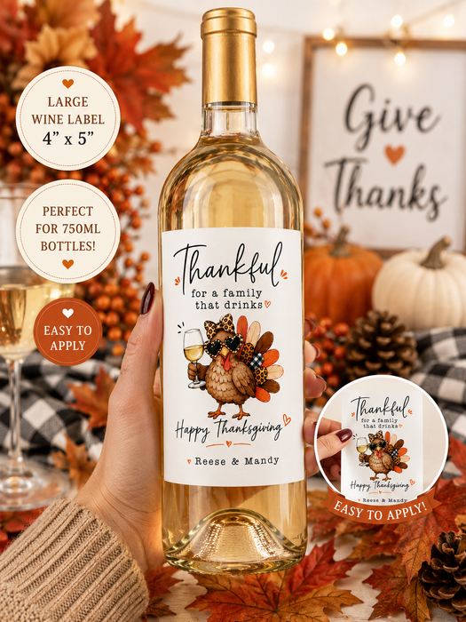 Funny Family Thanksgiving Wine Labels