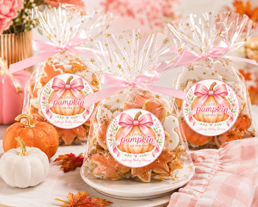 Coquette Pumpkin Baby Shower Favor Stickers