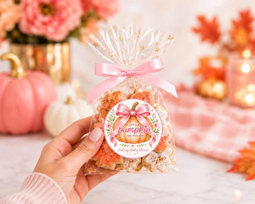 Coquette Pumpkin Baby Shower Favor Stickers