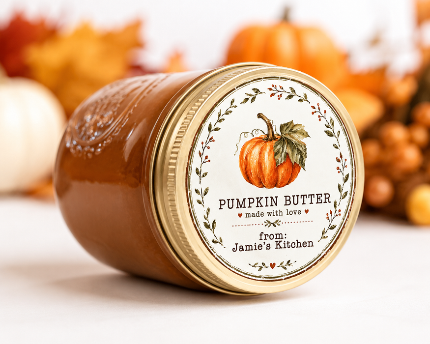 Pumpkin Butter Farmhouse Canning Jar Labels