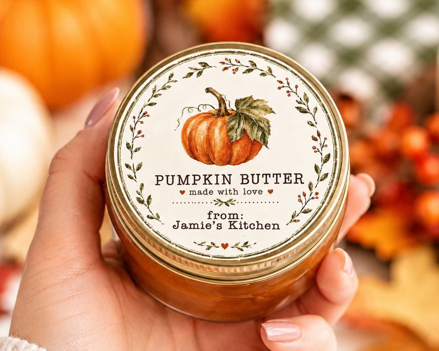 Pumpkin Butter Farmhouse Canning Jar Labels