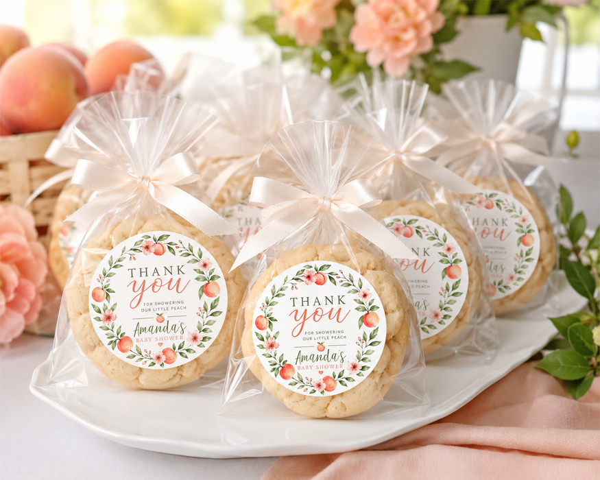 Floral Little Peach Baby Shower Stickers