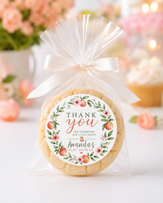 Floral Little Peach Baby Shower Stickers
