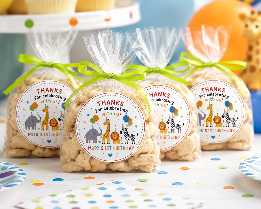 Safari Zoo Animal Birthday Party Favor Stickers