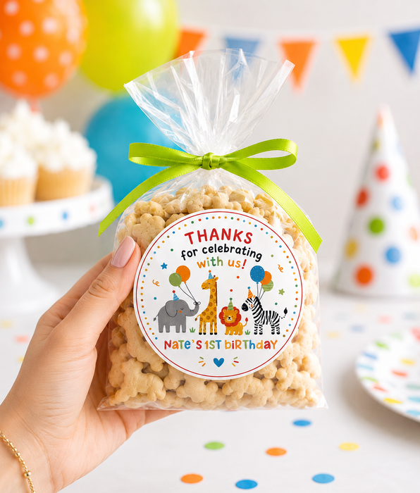 Safari Zoo Animal Birthday Party Favor Stickers