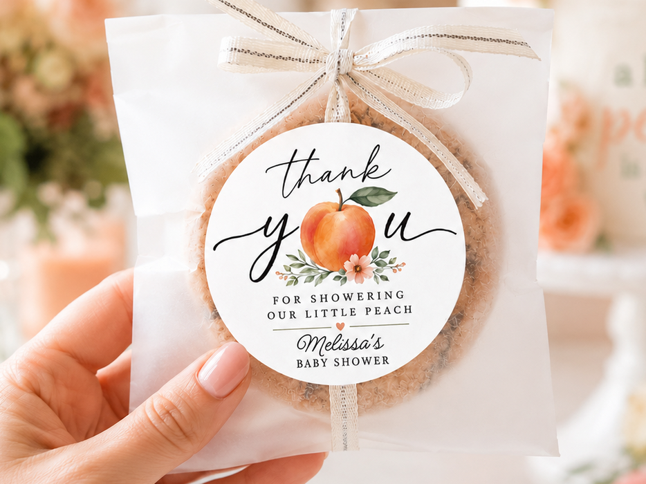 Little Peach Baby Shower Stickers
