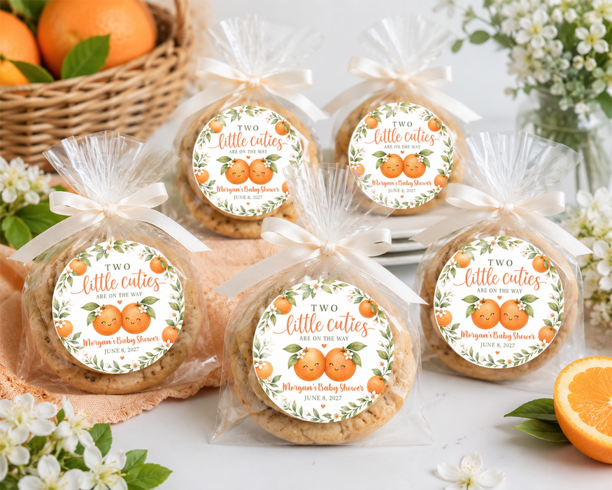 Little Cuties Twin Baby Shower Stickers