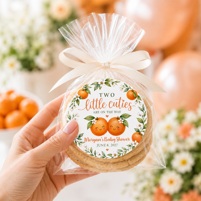 Little Cuties Twin Baby Shower Stickers