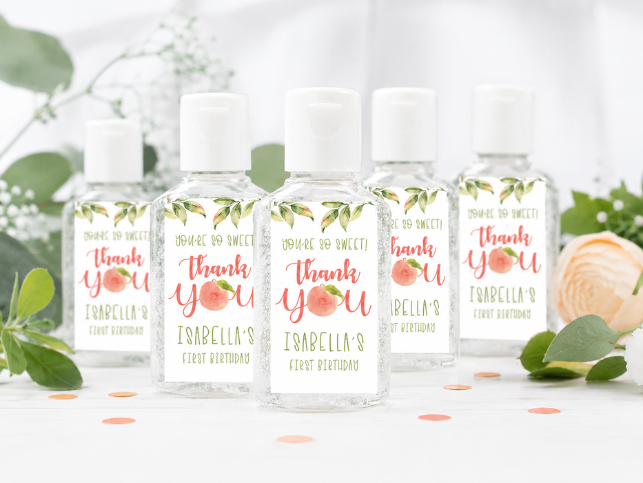 Sweet Peach Hand Sanitizer Label