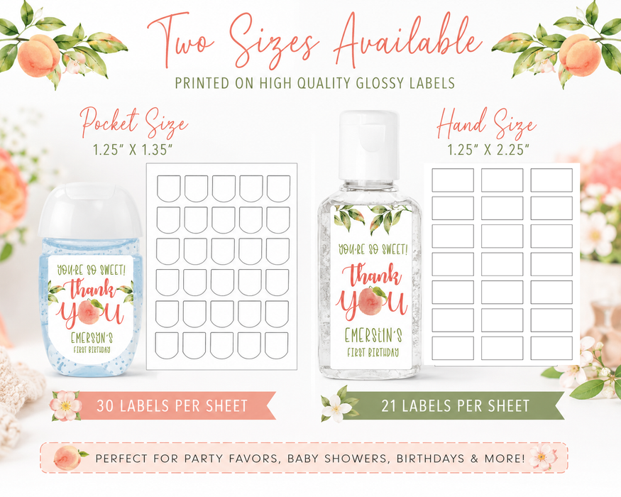 Sweet Peach Hand Sanitizer Label