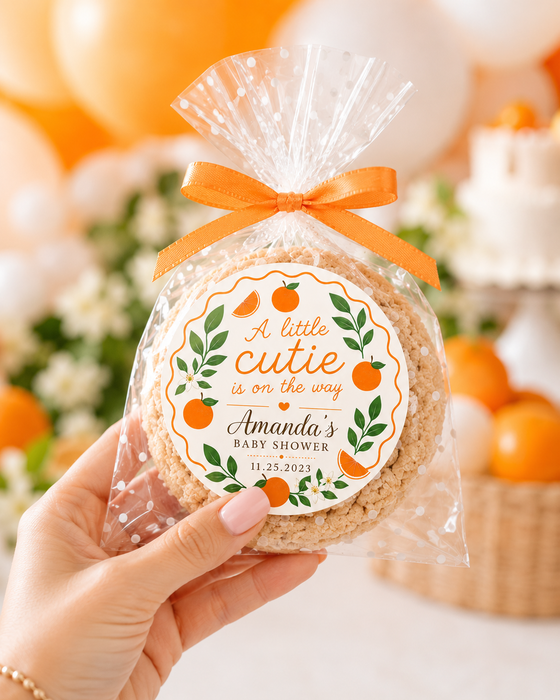 Orange Little Cutie Baby Shower Stickers