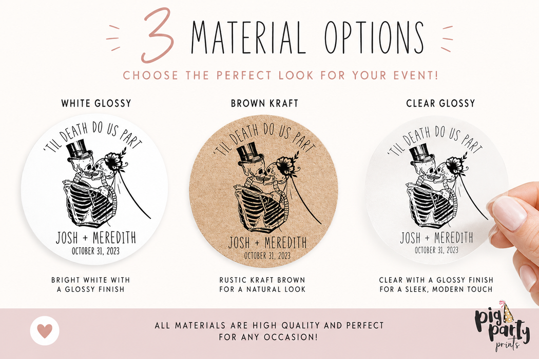 Til Death Do Us Part Skeleton Wedding Stickers