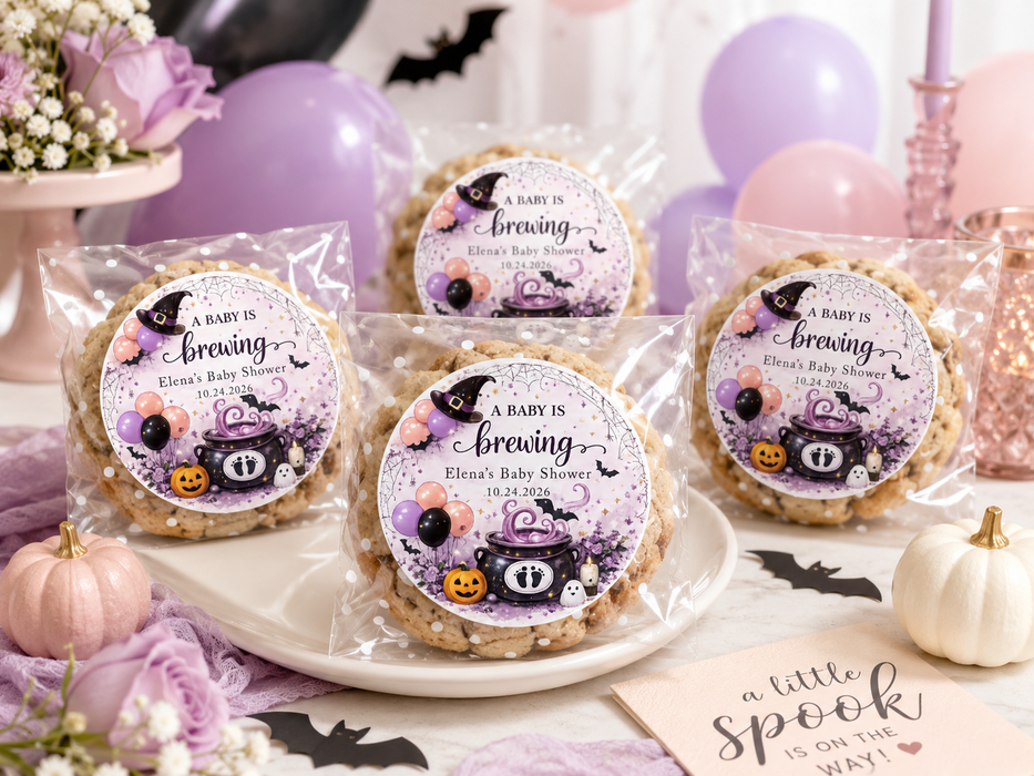 Purple Witch Baby is Brewing Favor Sticker