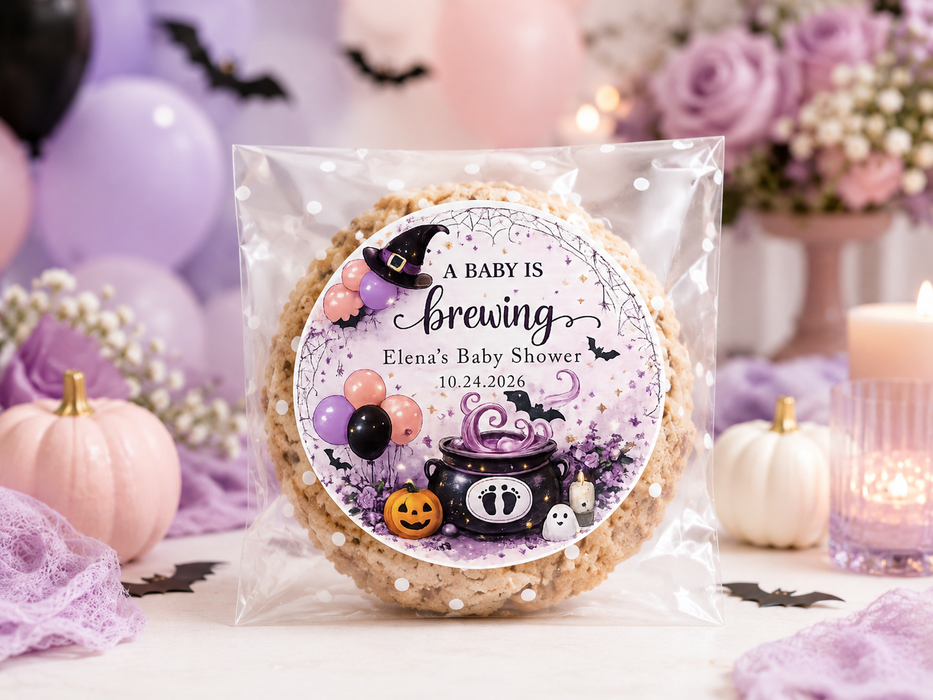 Purple Witch Baby is Brewing Favor Sticker