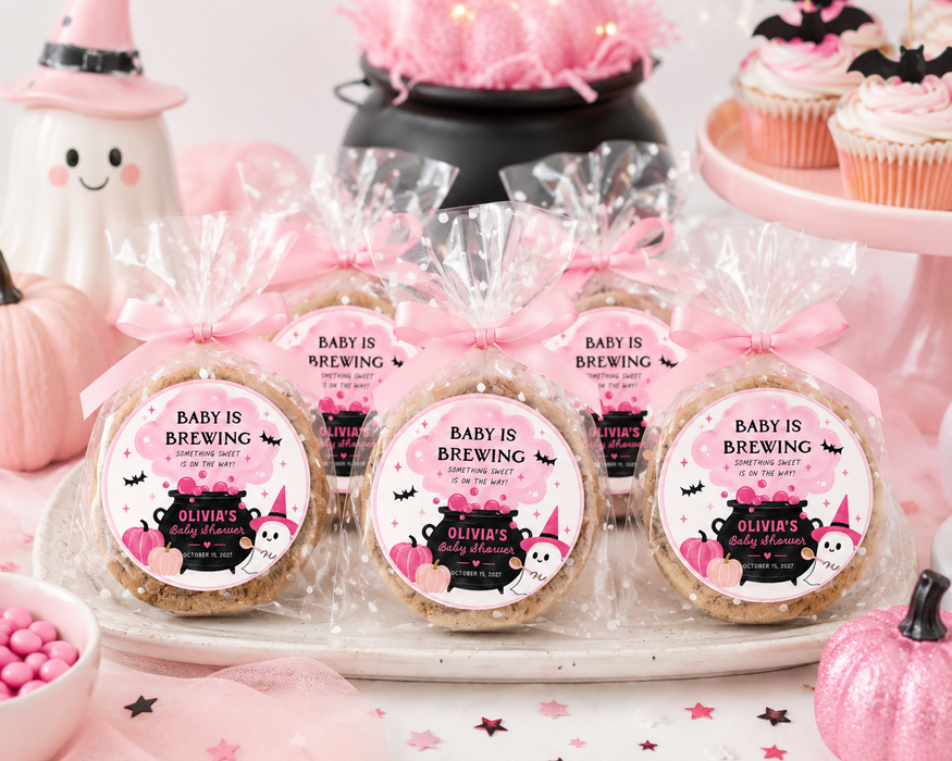 Pink Baby Is Brewing Baby Shower Favor Stickers