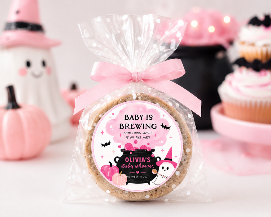 Pink Baby Is Brewing Baby Shower Favor Stickers