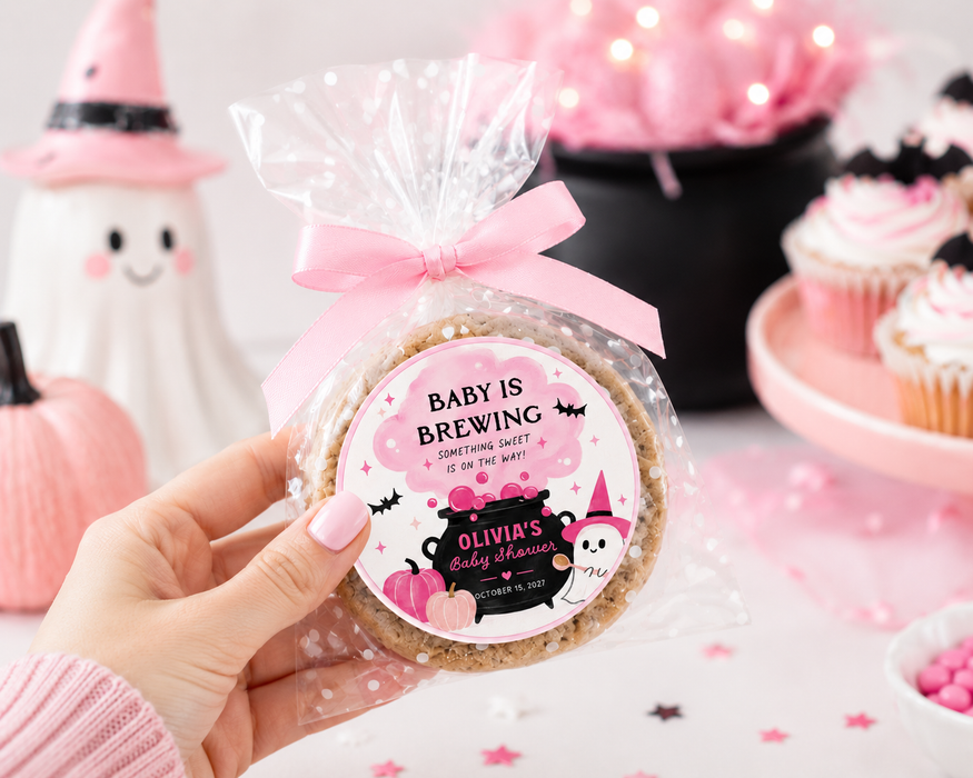 Pink Baby Is Brewing Baby Shower Favor Stickers