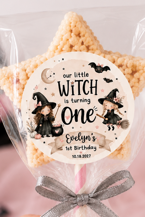 Our Little Witch Is Turning One Stickers