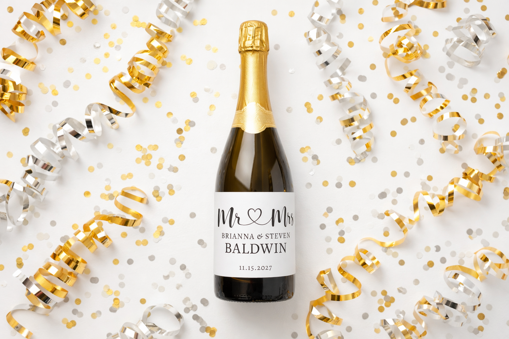 Mr & Mrs Wine Beer Bottle Labels