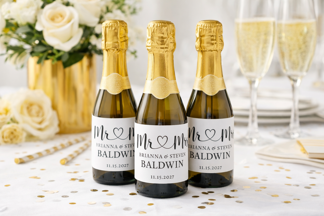 Mr & Mrs Wine Beer Bottle Labels