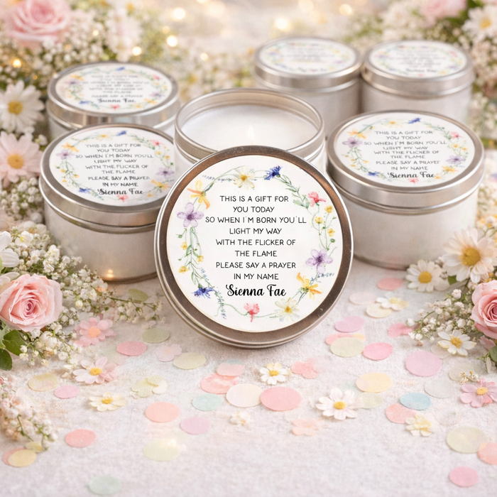 Floral Wreath Prayer Candle Stickers