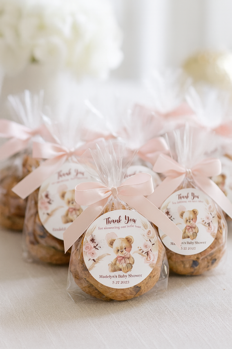 Pink Boho Bear Baby Shower Stickers