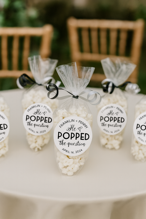 He Popped the Question Wedding Stickers