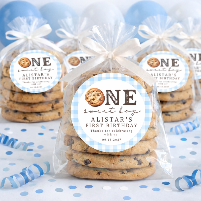 One Sweet Boy Cookie Birthday Stickers