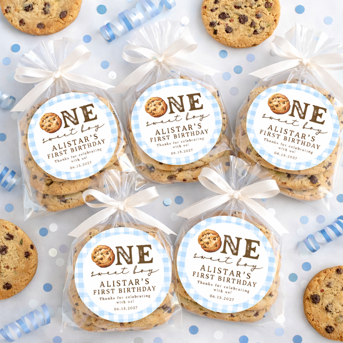 One Sweet Boy Cookie Birthday Stickers