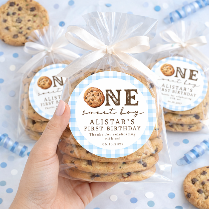 One Sweet Boy Cookie Birthday Stickers