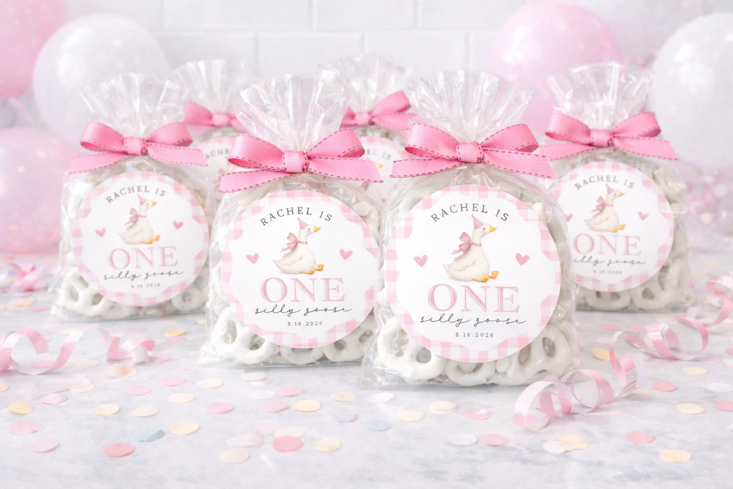 One Silly Goose Girl Birthday Stickers