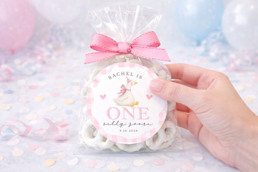 One Silly Goose Girl Birthday Stickers