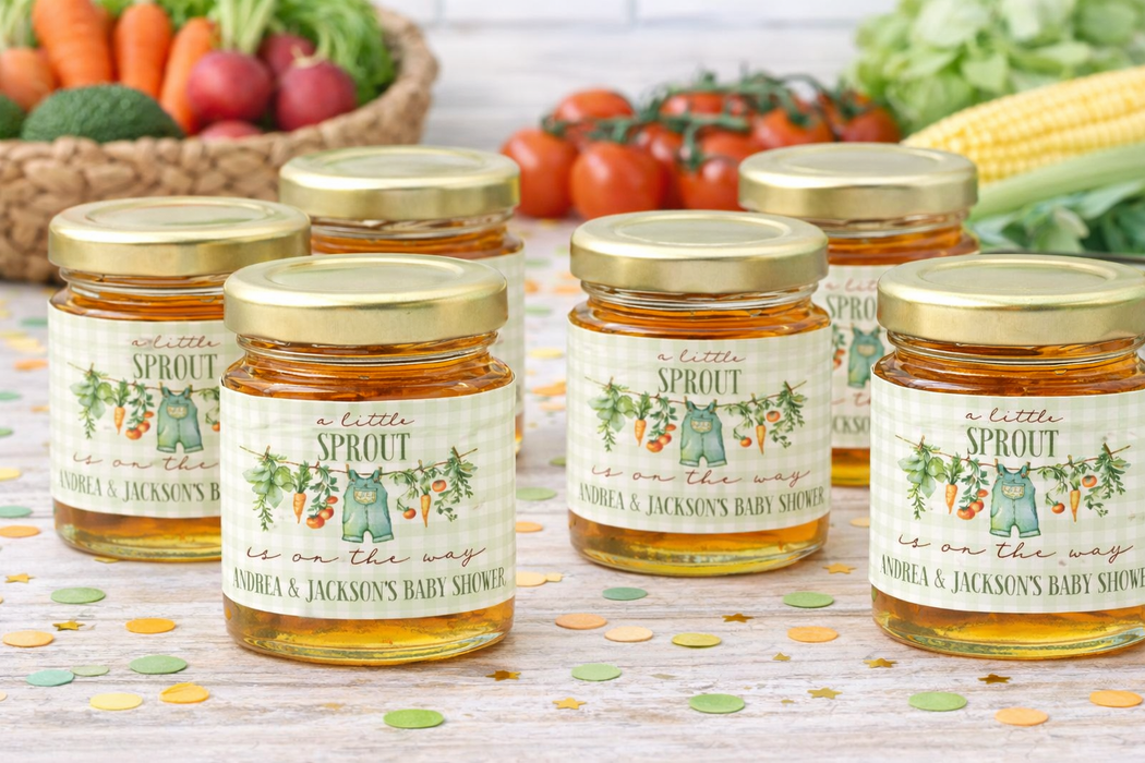 Little Sprout Baby Shower Mini Honey Jar Stickers