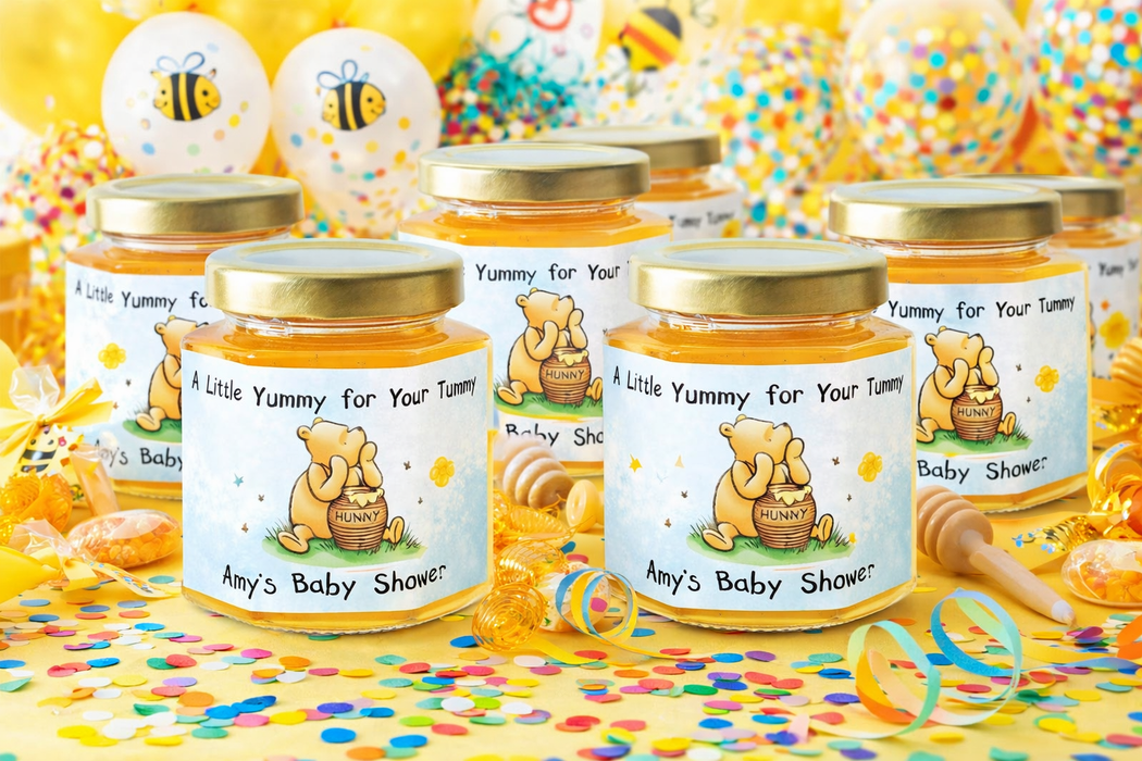 Classic Pooh Baby Shower Mini Honey Jar Stickers