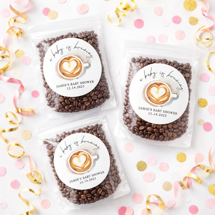 Baby is Brewing Coffee Baby Shower Stickers