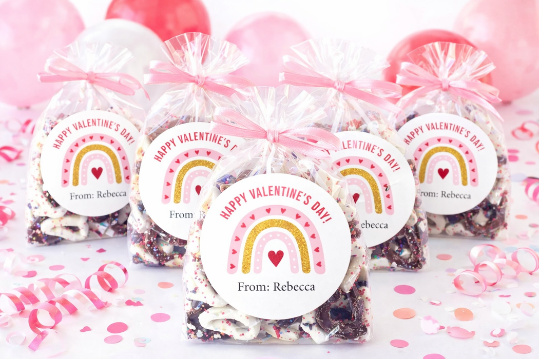 Rainbow Happy Heart Valentine Stickers